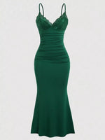 Lace Trim Ruched Mermaid Dress