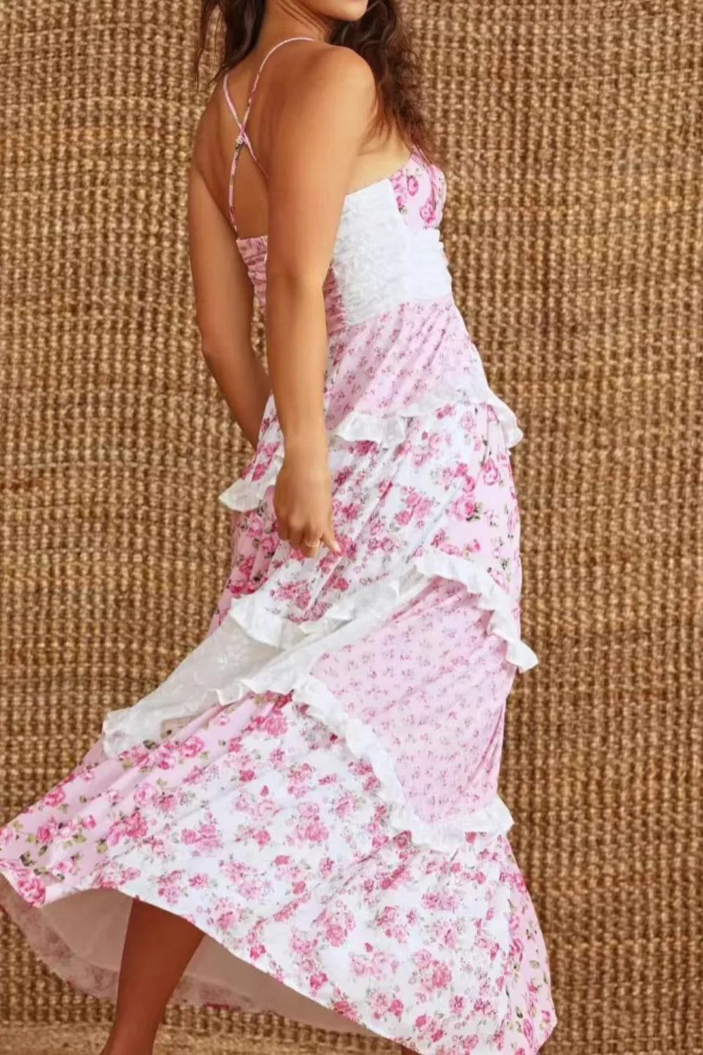 Floral Lace Trim Maxi Cami Dress - Ladyez