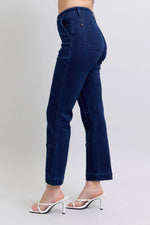 Judy Blue Full Size Hw Work Wear Knee Patch Straight Jeans Plus Size - Ladyez