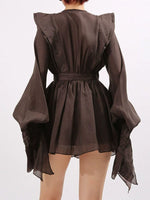 Ruffled Long Sleeve Mini Dress