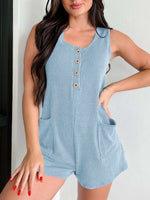 Button Detail Wide Strap Romper