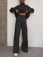 Full Size Turtleneck Long Sleeve Top and Pants Sweater Set Plus Size