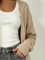 Full Size Open-Front Longline Knit Cardigan Plus Size