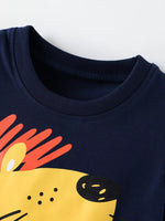 Children's Lion Graphic Round Neck T-Shirt