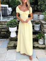 Devine Sweetheart Neck Short Sleeve Maxi Dress - Ladyez