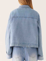 Button Down Cropped Oversized Denim Jacket