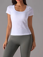 Square Neck Active T-Shirt with Detachable Chest Pads - Ladyez