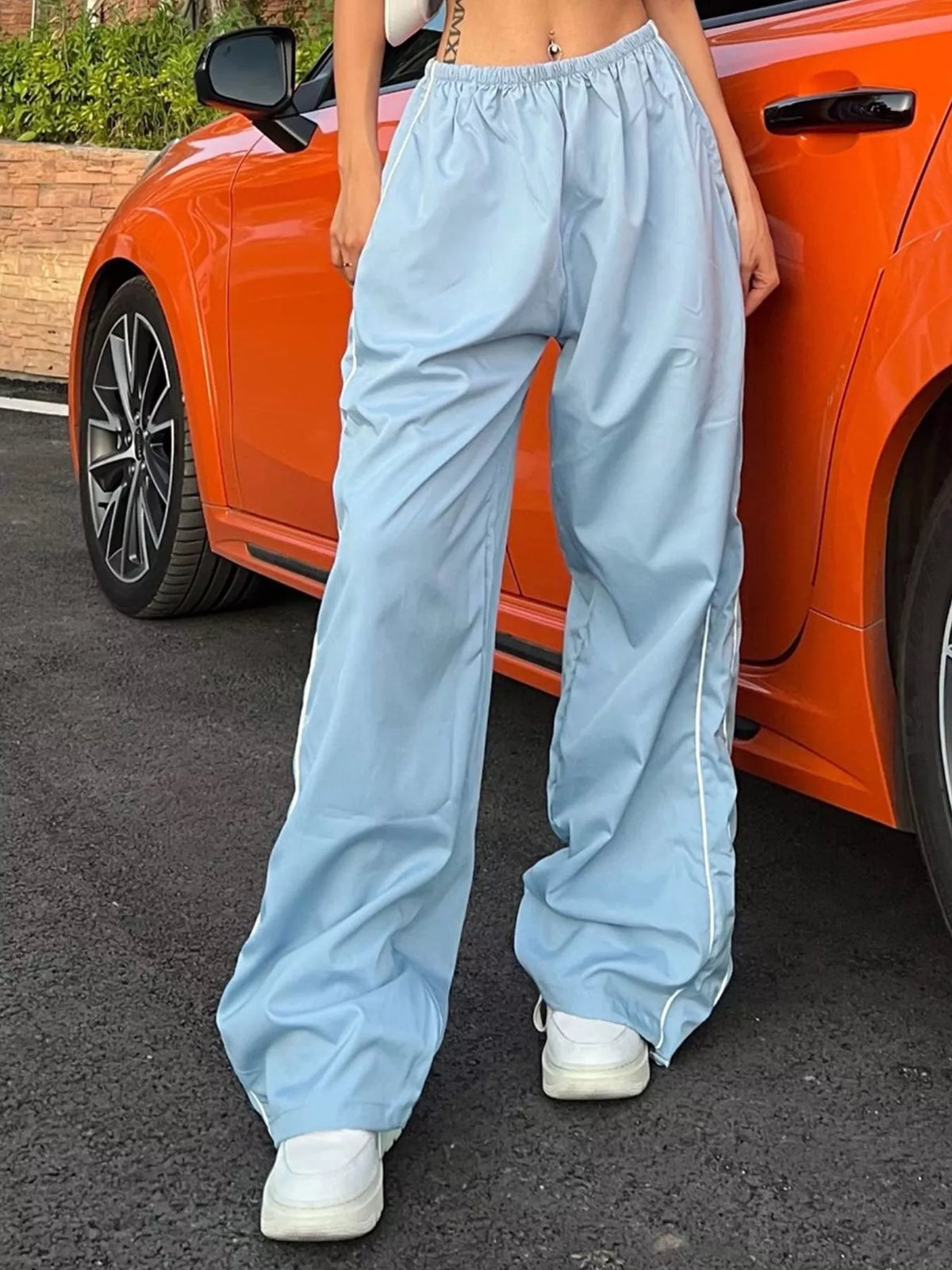 Elastic Waist Wide Leg Pants