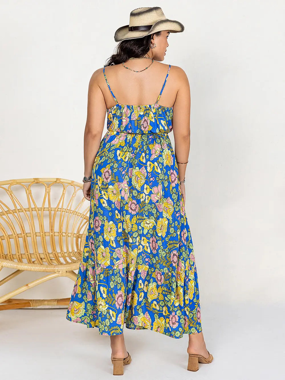 Drawstring Ruffle Hem Maxi Dress - Ladyez