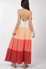 VERY J Color Block Tiered Maxi Cami Dress - Ladyez