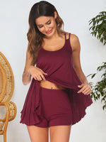 Scoop Neck Top and Shorts Lounge Set - Ladyez
