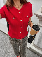 Button Down Short Sleeve Cardigan