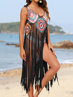 Fringe Spaghetti Strap Cover-Up - Ladyez