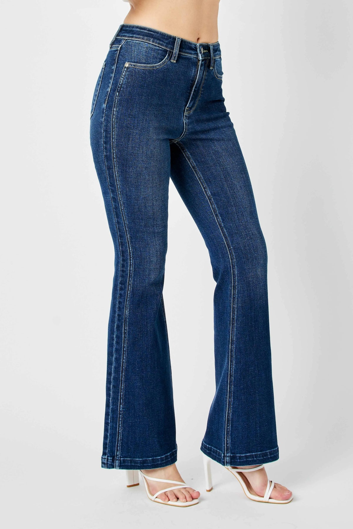 Judy Blue Full Size Hw Angled Side Seam Detail Flare Jeans Plus Size - Ladyez