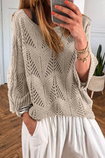 Openwork Round Neck Knit Top
