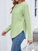 Diamond Pattern Knit Long Sleeve T-Shirt