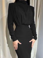 Mock Neck Long Sleeve Maxi Dress