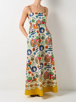 Printed Square Neck Maxi Cami Dress - Ladyez