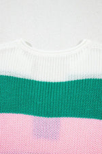 Color Block Notched Cap Sleeve Knit Top