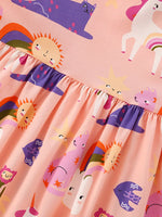 Children's Unicorn Print Casual Short Sleeve Dress
