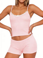 Contrast Trim Cami and Shorts Set
