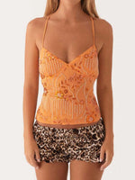 Crisscross Back V-Neck Cami - Ladyez