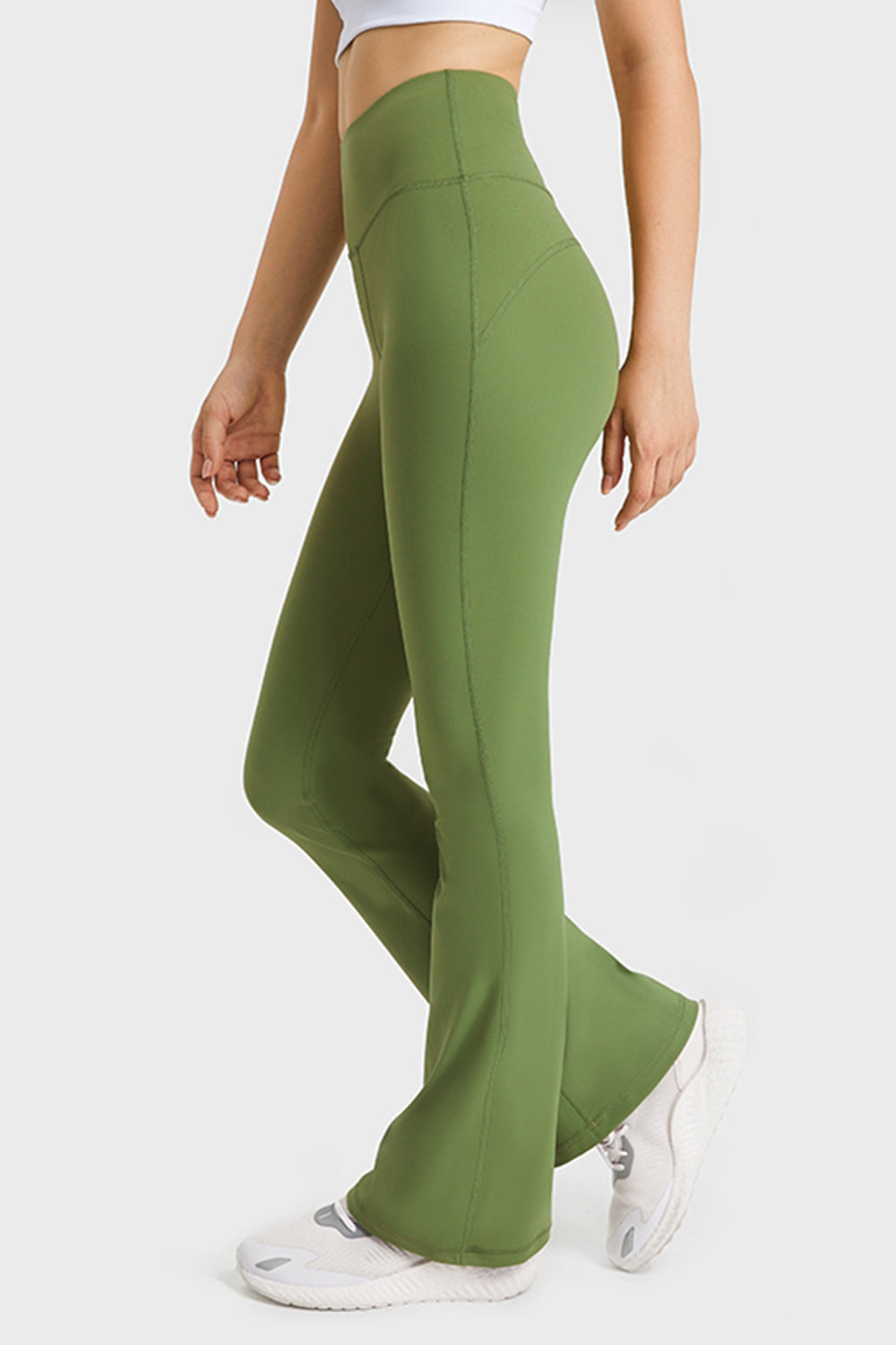 Millennia Elastic Waist Flare Yoga Pants - Ladyez