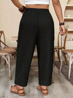 Plus Size High-Waisted Elastic Waist Pants with Pockets