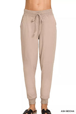 Zenana Drawstring Cotton Joggers with Pockets