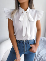 TieNeck Cap Sleeve Blouse