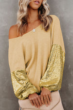 Sequin Waffle-Knit Blouse - Ladyez