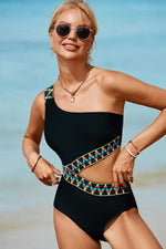 Cutout Single Shoulder One-Piece Swimwear - Ladyez
