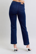 Judy Blue Full Size Hw Work Wear Knee Patch Straight Jeans Plus Size - Ladyez