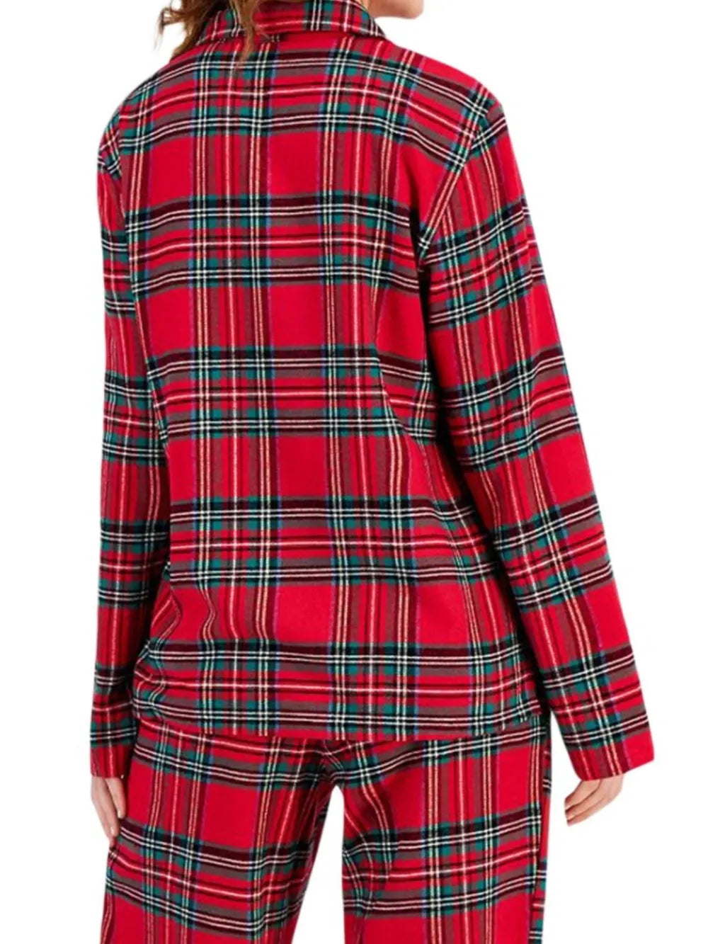 Plaid Collared Neck Button Up Top and Pants Lounge Set - Ladyez