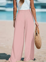 Full Size Drawstring Waist Wide Leg Pants Plus Size