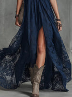 Lace Maxi Dress with High Slit