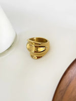 2-Piece Stainless Steel Wrinkled Wide Band Ring - Ladyez