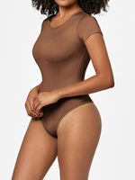 Full Size Round Neck Short Sleeve Bodysuit - Ladyez