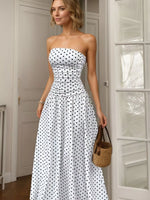 Polka Dot Strapless Maxi Dress