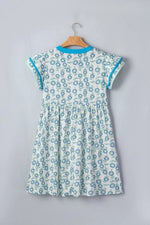 Printed Notched Cap Sleeve Dress