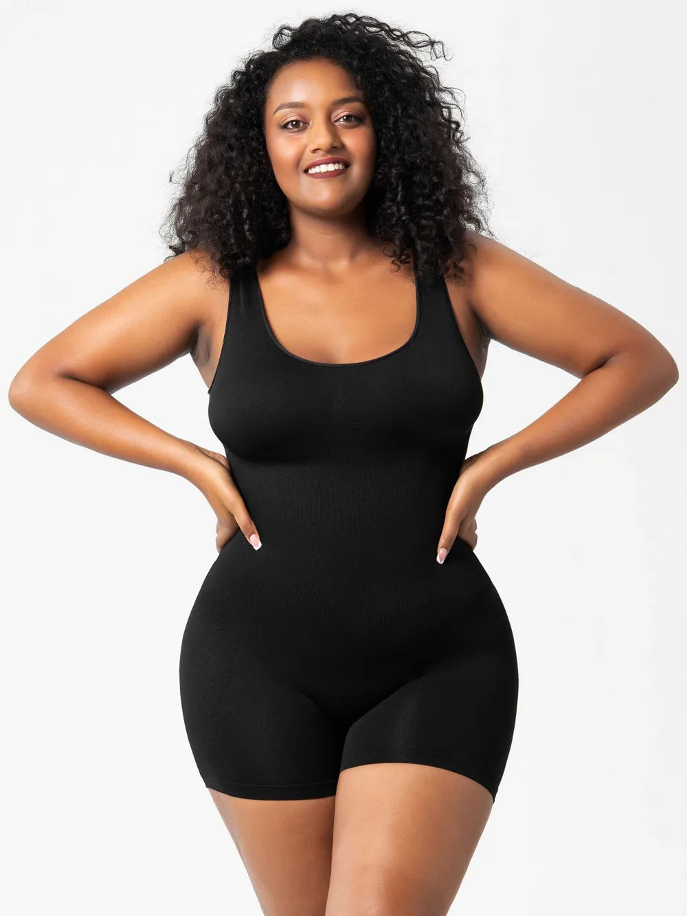 Scoop Neck Wide Strap Shaping Romper - Ladyez