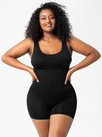 Scoop Neck Wide Strap Shaping Romper - Ladyez
