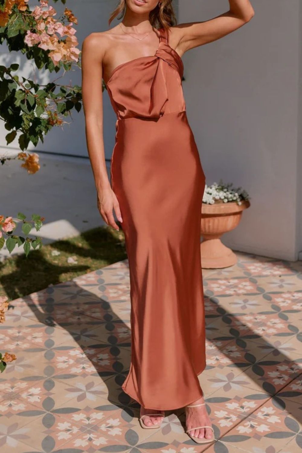 One Shoulder Sleeveless Maxi Dress - Ladyez