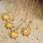 Titanium Steel Sun Shape Pendant Necklace