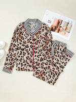 Leopard and Striped Trim Shirt and Pants Set