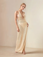 Hollow Out Halter Neck Cover-Up Dress - Ladyez