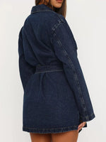 Long Sleeve Longline Denim Jacket with Belt