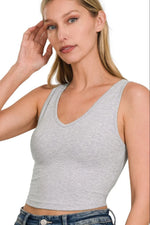 Zenana Cotton V-neck Cropped Cami Top - Ladyez