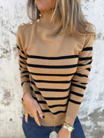 Full Size Striped Turtleneck Long Sleeve Sweater Plus Size