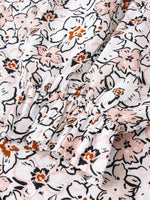 Floral Print Frilled Puff Sleeve Button Down Shirt